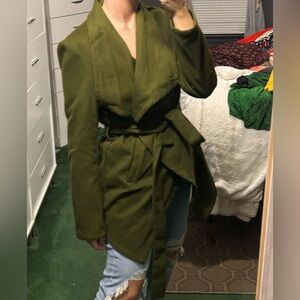 SHEIN Olive Green Women's Trench Coat